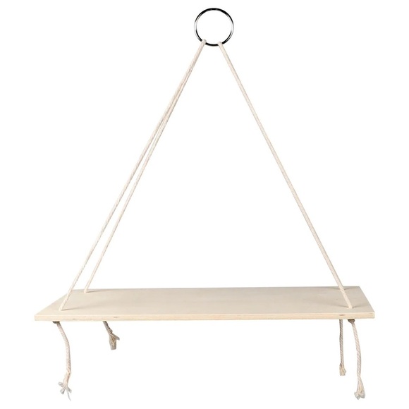 NWT 2 Wood Decorative Hanging Wall Shelves with Rope - Picture 2 of 4